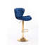 Ensemble de 2 tabourets de bar, avec repose-pieds chromé et base pivotante à hauteur réglable en velours + tabouret de bar simple à pattes dorées - bleu-117042367-117042366