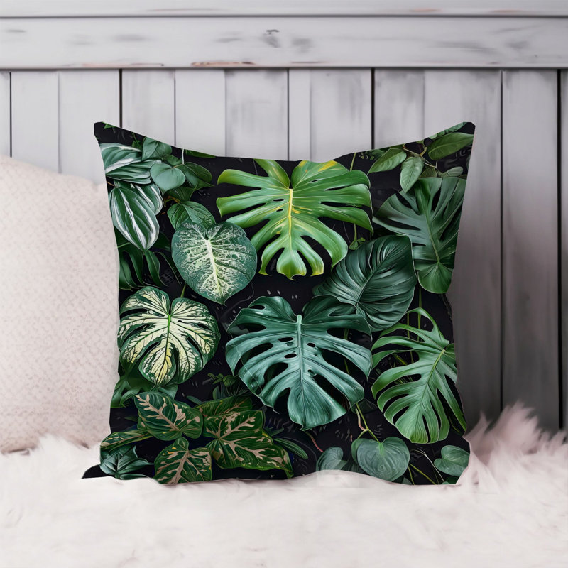 Botanical Monstera Leaves Pattern III Tropical, 18"H x 18"W