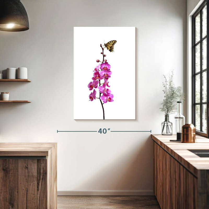 Brampt Butterfly On Orchid Stalk, 39" H x 26" W