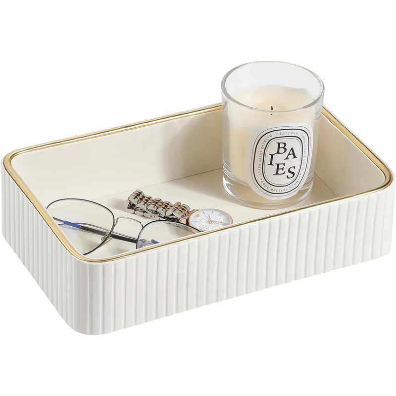 2-Size PU Leather & MDF Valet Tray – 9.5"/10.3" Compact Modern Trinket Organizer