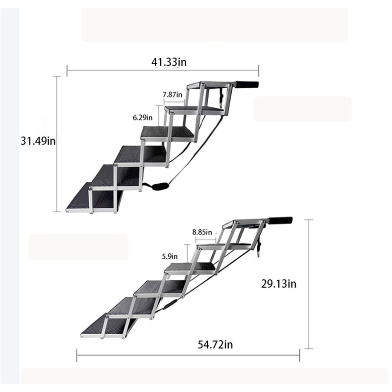 Escalier renforcé pour voiture, H 29,13 po x l 54,72 po x P 17,5 po