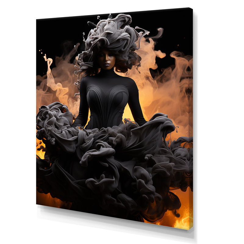 «Chic Noir Fashion Deep Grace - Dior», art mural, Toile tendue, H 32 po x l 16 po