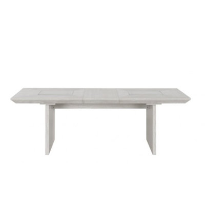 Diaz 72-90 Inch Extendable Dining Table, Glass And Light Gray Wood