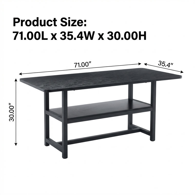 Table de salle à manger moderne et minimaliste avec tablette de rangement intégrée et plateau de table texturé