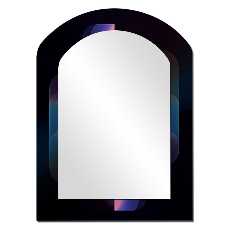 Rétro motif géométrique mauve sur noir minimal, 34 po x 25 po