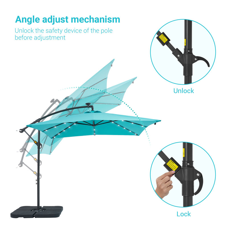 Parasol en porte-à-faux 98,4 po Dannii-Leigh, Bleu lac