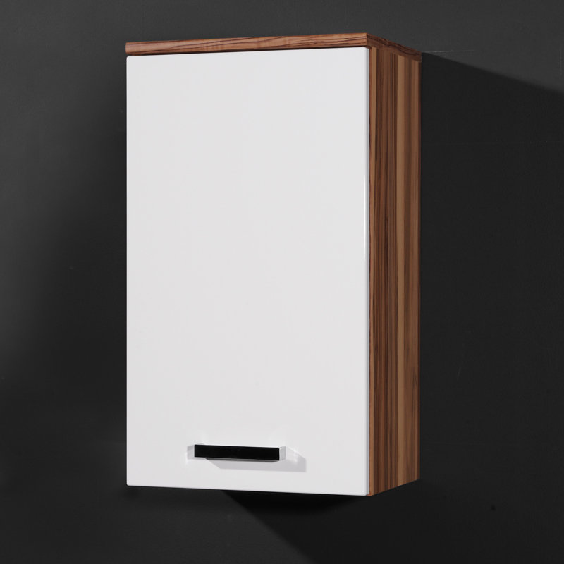 Elegance Wall Bathroom Cabinet, White/Baltimore walnut replica