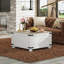Table basse Farmhouse, table basse carrée 31,5 po avec couvercle rabattable et grand compartiment de rangement caché pour le salon-2103917652