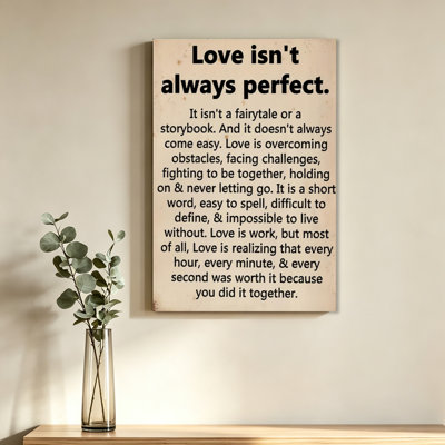 Toile, art mural rétro, impression sur papier vieilli, «Love Is not Always Perfect», citation romantique, décoration murale pour chambre de mariage, couple, cadeau de salon pour les amoureux