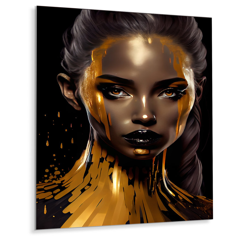 Décoration murale sensuelle femme or liquide IV, H 32 po x l 24 po x P 1 po
