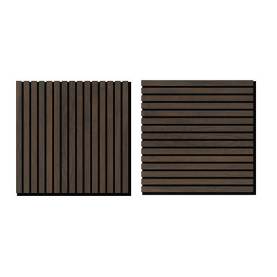 QuadraLine Acoustic Wall Panel Walnut Oak Noise Reducing Slatted Interior Panel 600x600mm Packo f 2