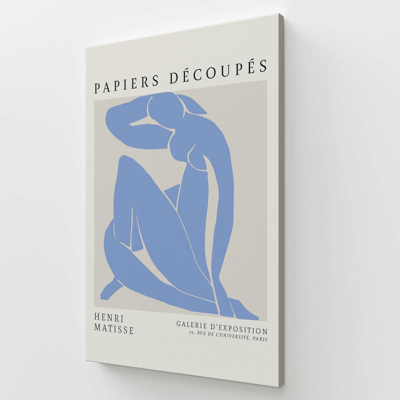 Blue Nude II Matisse, affiche d'art, Toile tendue, H 60 po x l 40 po x P 1,25 po