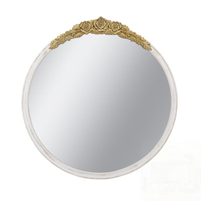 Round Wall Mirror with Distressed Antique Style, Perfect for Living Room, Bedroom, Bathroom, and Entryway