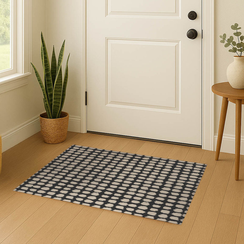 Spotted Ultra-thin Indoor Doormat, 36" W x 60" L, Charcoal