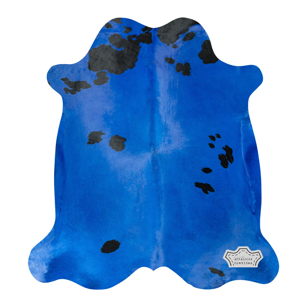 Vibrant Blue Rug Everly Quinn Vibrant Blue Color Dyed Cowhide Rug | Wayfair