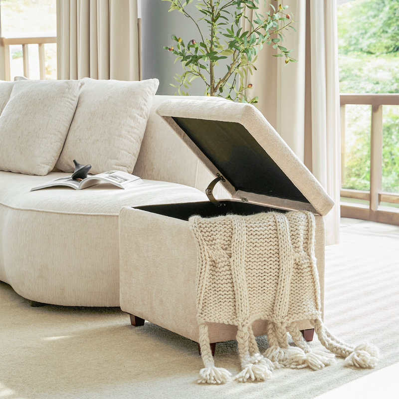 21.7" Wide Square Upholstered Ottoman