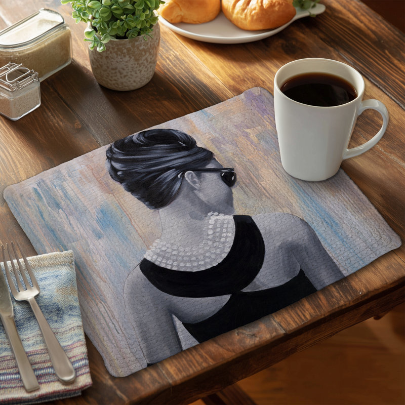 Ensemble de 4 napperons en polyester tressé Audrey Hepburn - Décoration intérieure