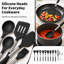 Ensemble de 12 ustensiles de cuisine en silicone résistant à la chaleur avec support pivotant à 360° en acier inoxydable noir-136259883
