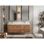 Meuble-lavabo double en teck flottant 60 po avec plateau en quartz Sonoma