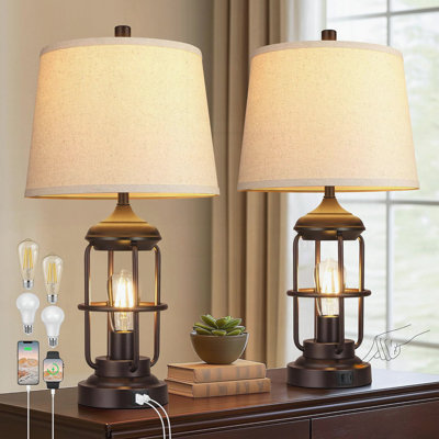 Ensemble de 2 lampes de table avec ports USB
