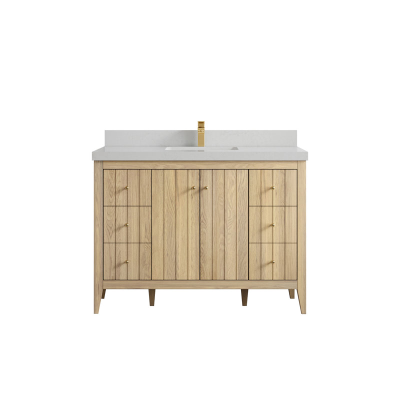 Chêne d'Atlanta 48 po X P 22 po D Meuble-lavabo simple avec 2 po Quartz, Quartz de Carrare
