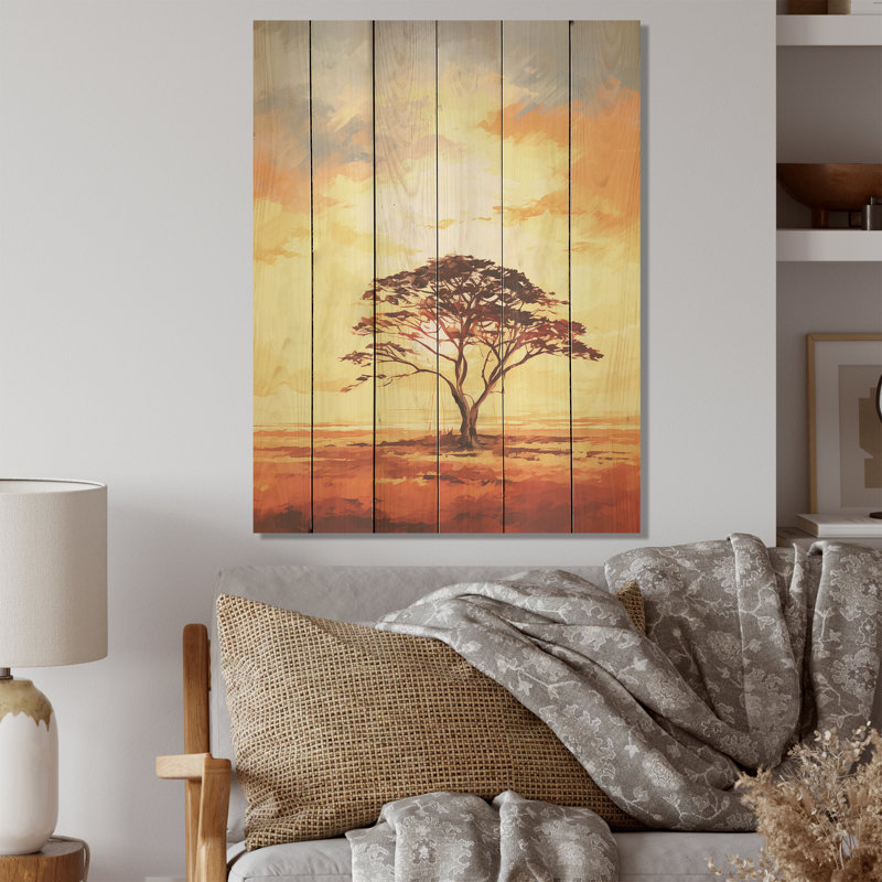 Essence d'arbre africain - Art africain sur bois de pin naturel, H 40 po x l 30 po