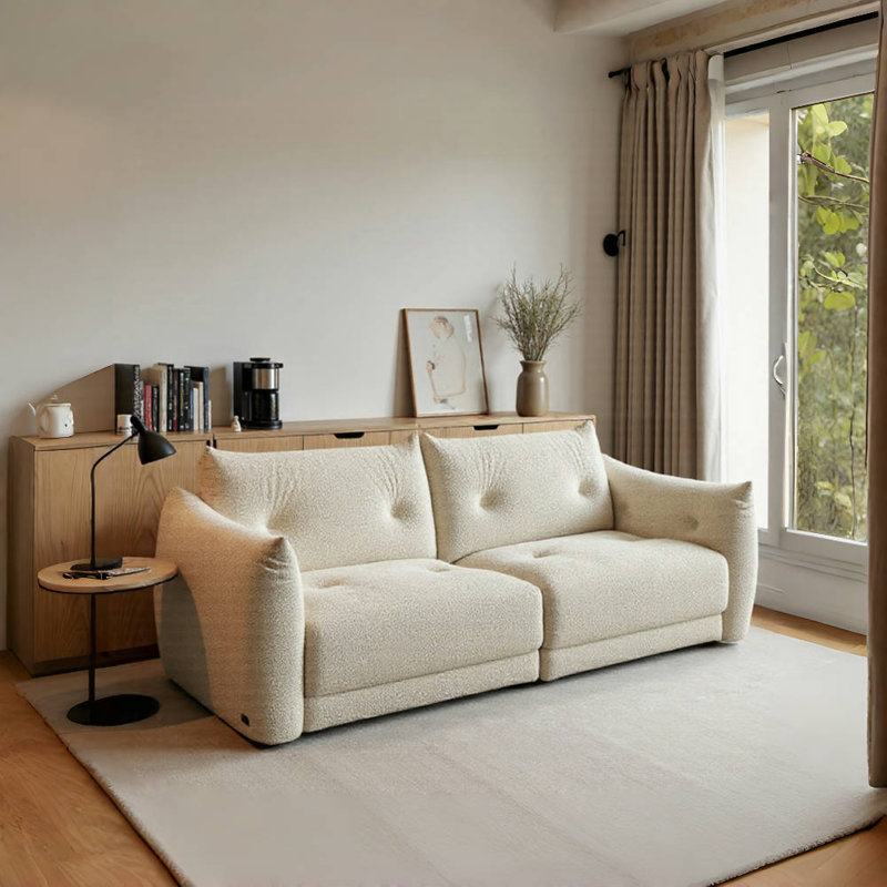 Canapé de salon moderne simple blanc cassé, H 33,46 po x l 102,36 po x P 43,31 po