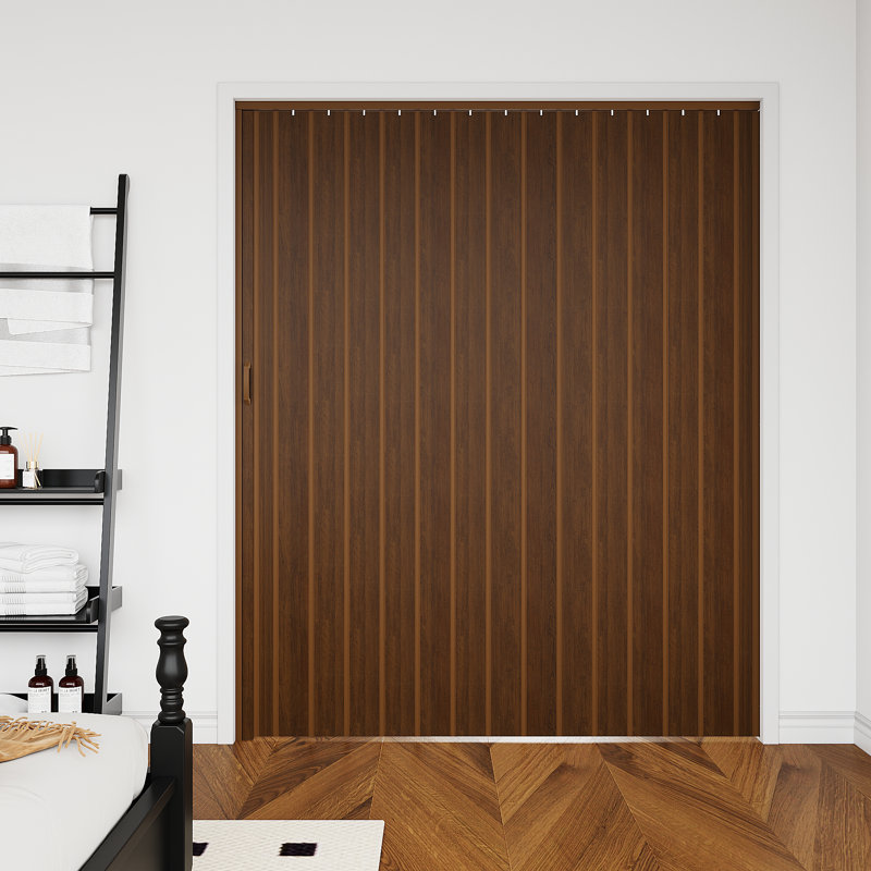 Porte accordéon à panneau creux 80 po, Noyer, 36 po x 80 po