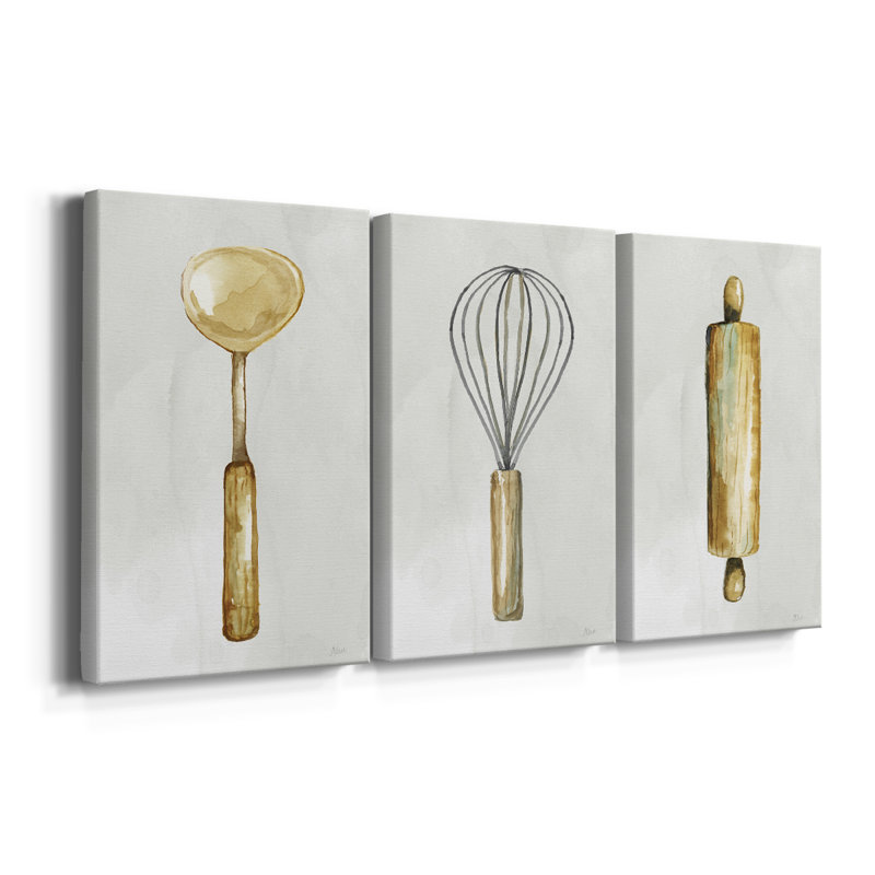 Kitchen Nessity I - Toile tendue avec châssis sur mesure - 3 pièces, H 12 po x l 24 po