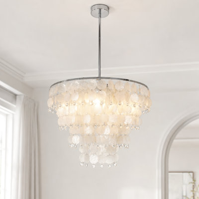 Lustre moderne 8 lumières coquille de Capiz