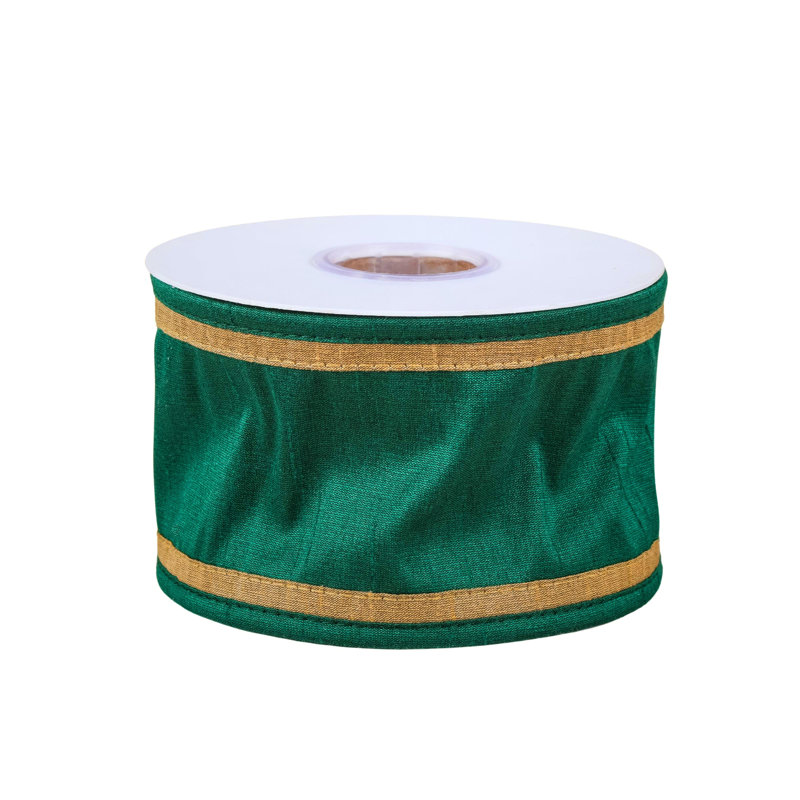 Ruban Dupioni, Vert / or