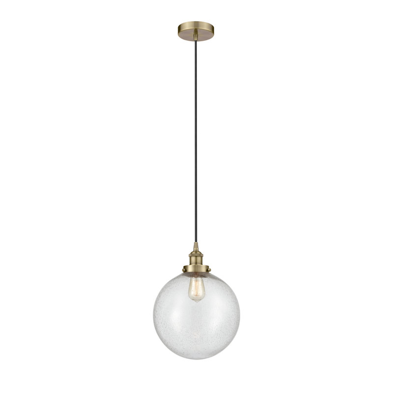 Luminaire suspendu sphère 1 lumière Frederick, Laiton, H 15,5 po x l 12 po x P 12 po