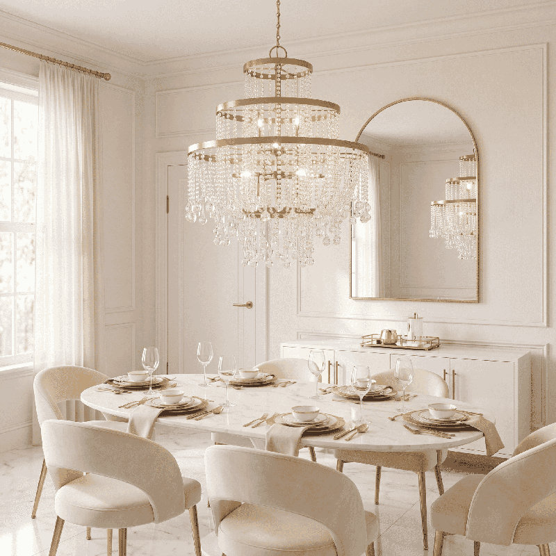  Luna 15-Light Chandelier in Warm Brass, Warm Brass