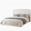 Structure de lit grand rembourré avec tête de lit à oreilles, lit plateforme à profil bas avec tête de lit rembourrée, aucun sommier requis, assemblage facile, tissu en lin élégant, beige-129631708