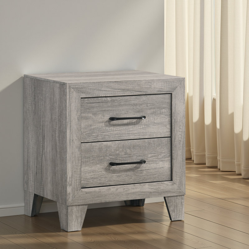Table de chevet 2 tiroirs Contemporary, Gris