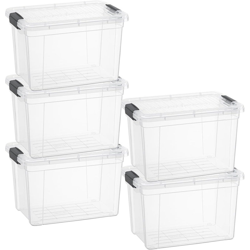 Superio 4.75 Qt. Clear Small Storage Bins with Lids, 5 Pack- Plastic Storage Boxes for Home, 4.75 qt