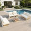 Ensemble de canapé d'angle de patio moderne et minimaliste en métal sept pièces avec coussins épais et table basse-1763059577