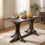 Table de salle à manger en bois massif pour 6 personnes, table de salle à manger de style campagnard rustique de 60 po avec base à tréteaux et pieds courbés, finition chêne naturel, table de cuisine pour la maison (espresso)-134895465