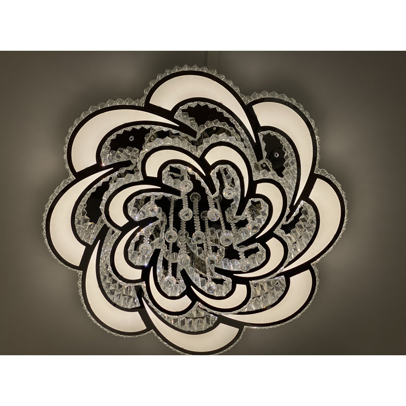 Lustre encastré à fleur à DEL avec accoudoirs variables en cristal 32 po Kalylah 