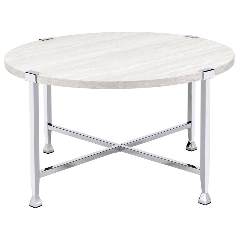Chêne blanc et table basse - Structure industrielle et ronde créée