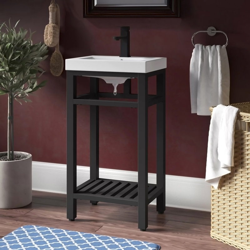 Raya 18'' Single Bathroom Vanity with Resin Top, Black