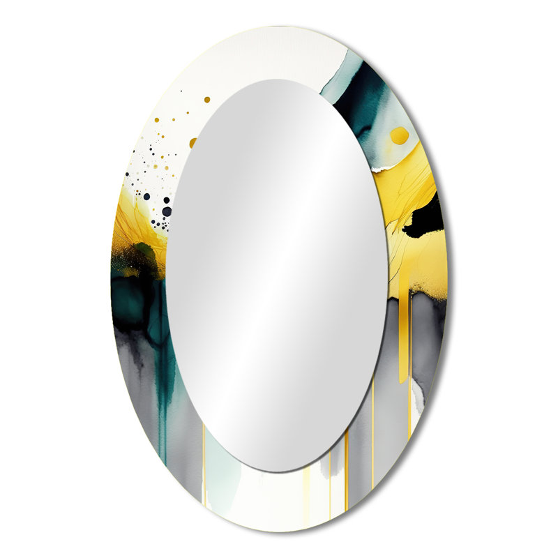 Abstrait formes transitionnelles II - grand miroir mural ovale sur métal, 36 po x 24 po