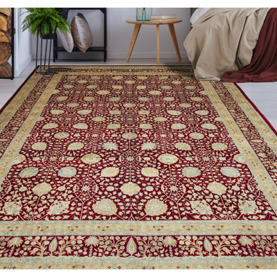 One-of-a-Kind Quentin Oriental Hand-Knotted 10'0 X 14'1 Wool Burgundy Area Rug