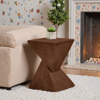 Table de bout sculptée d'une hauteur de 18 po pour le bureau de la chambre à coucher - Table d'appoint minimaliste fabriquée à la main avec texture semblable au bois