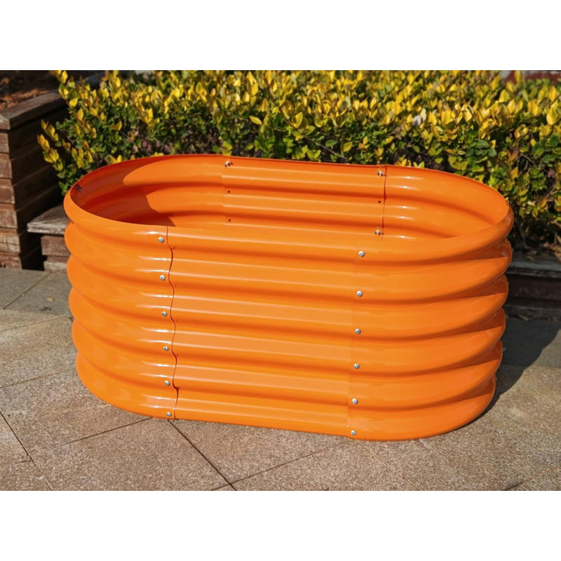 Kids Raised Garden Beds Outdoor (3-Pack)-40X24X18In Oval Round Galvanized Metal Planter Box For Planting Vegetables, Flowers, Fruits, Eco-Safe & Easy Setup
