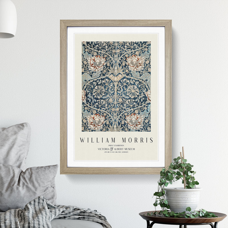 Honeysuckle Vol.2 by William Morris - Picture Frame Painting, 65cm H x 48cm W x 2cm D, Oak Framed