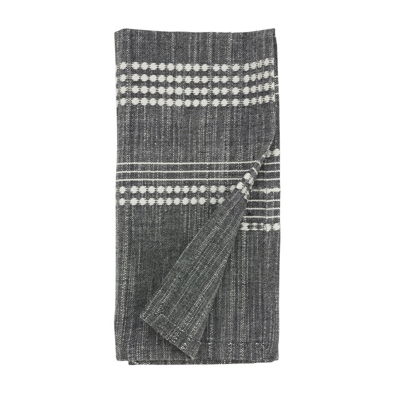 Black and White Striped Cotton Table Napkins Set of 4