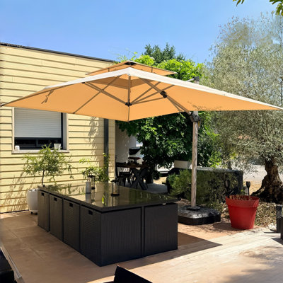 Parasol rectangulaire à roulettes 156 "x 120" avec base à roulettes, beige