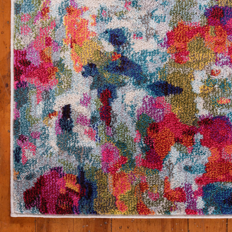 Cariel Washable Abstract Indoor Rug, Square 6'1"