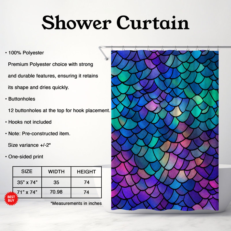 Rideaux de douche standards 1 pièce, H 74 po x l 71 po